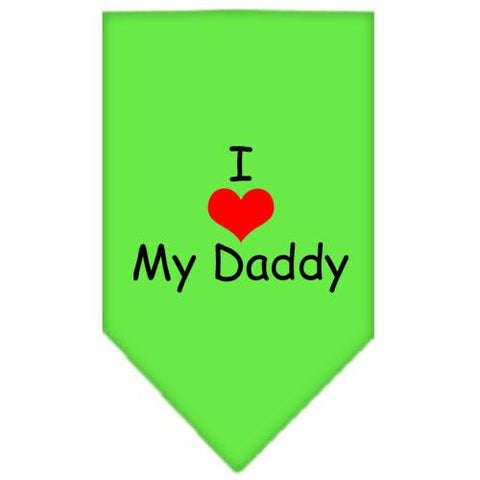 I Heart My Daddy  Screen Print Bandana Lime Green Large