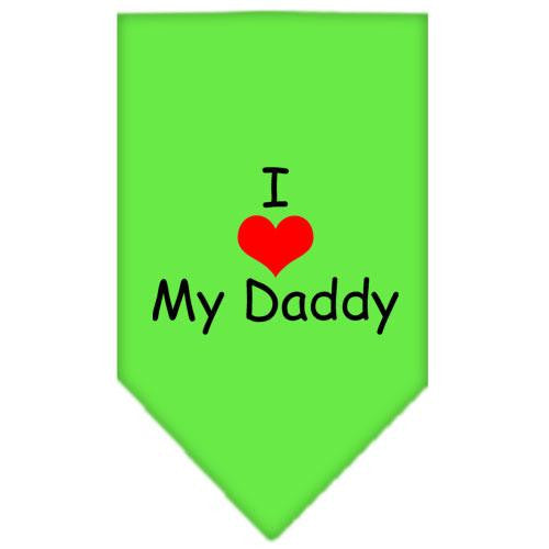 I Heart My Daddy  Screen Print Bandana Lime Green Small