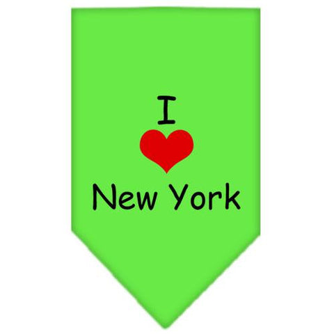 I Heart New York  Screen Print Bandana Lime Green Small