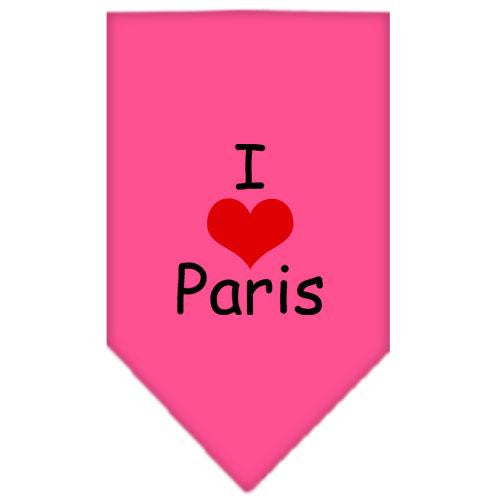 I Heart Paris  Screen Print Bandana Bright Pink Large