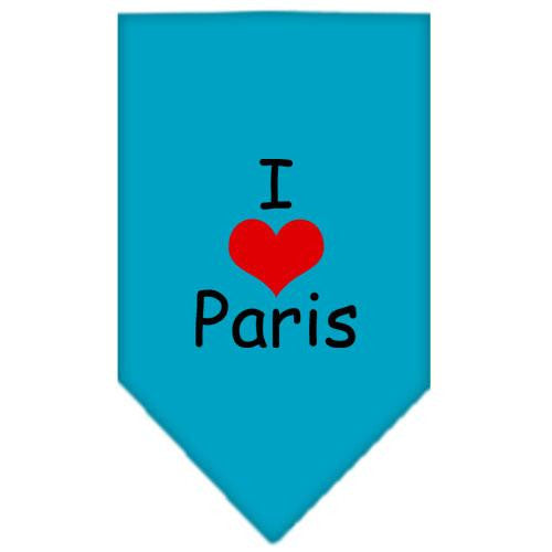 I Heart Paris  Screen Print Bandana Turquoise Small