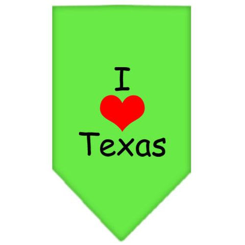 I Heart Texas  Screen Print Bandana Lime Green Small