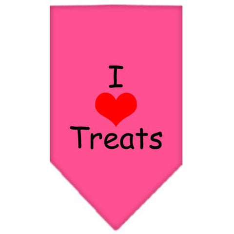 I Heart Treats  Screen Print Bandana Bright Pink Large