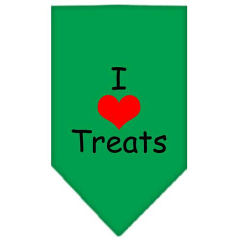 I Heart Treats  Screen Print Bandana Emerald Green Large