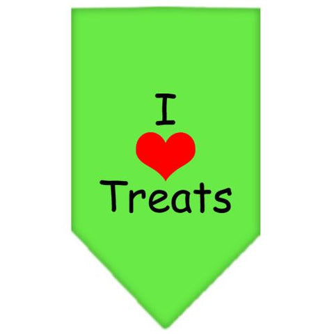 I Heart Treats  Screen Print Bandana Lime Green Small