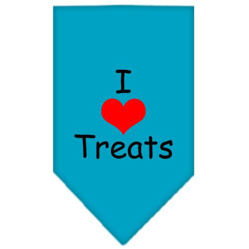 I Heart Treats  Screen Print Bandana Turquoise Small