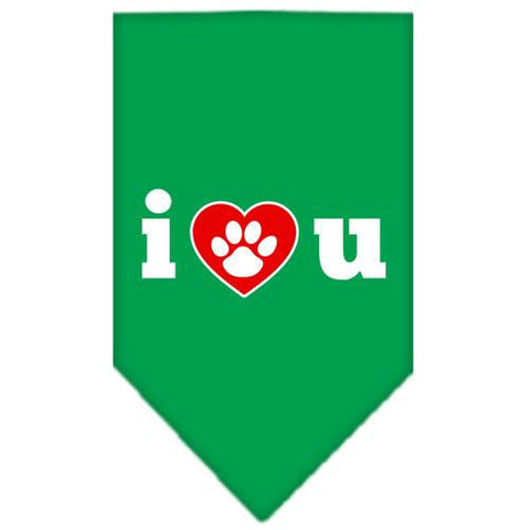 I Love U Screen Print Bandana Emerald Green Large