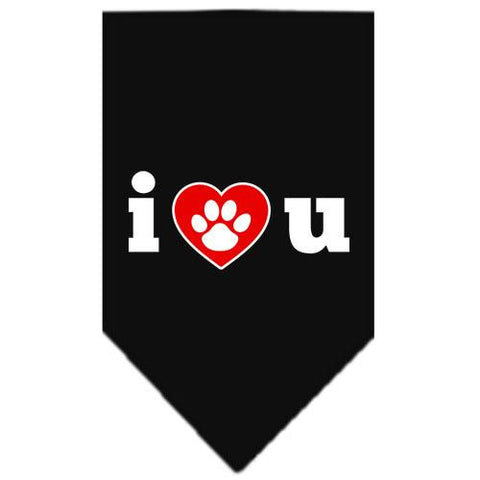 I Love U Screen Print Bandana Black Small