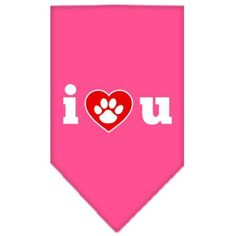 I Love U Screen Print Bandana Bright Pink Small