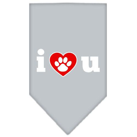 I Love U Screen Print Bandana Grey Small