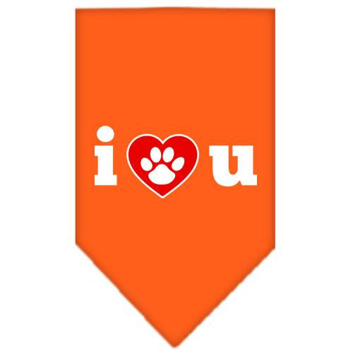 I Love U Screen Print Bandana Orange Small