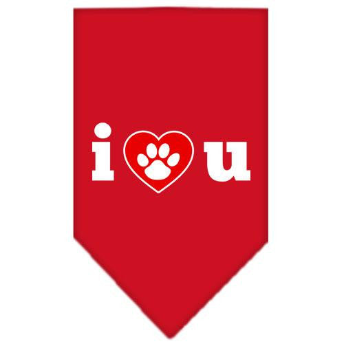 I Love U Screen Print Bandana Red Small