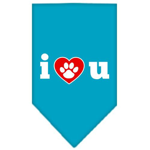 I Love U Screen Print Bandana Turquoise Small