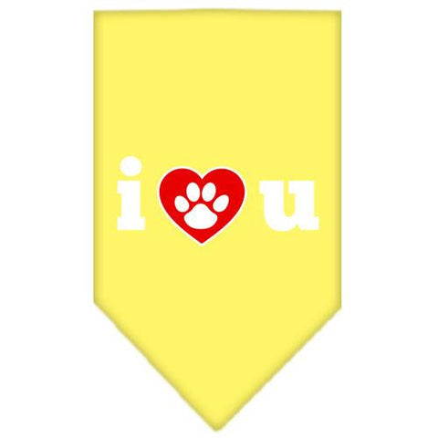 I Love U Screen Print Bandana Yellow Small