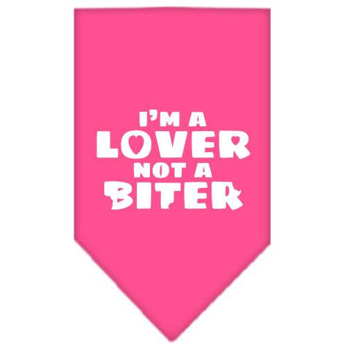 I'm a Lover Not a Biter Screen Print Bandana Bright Pink Large