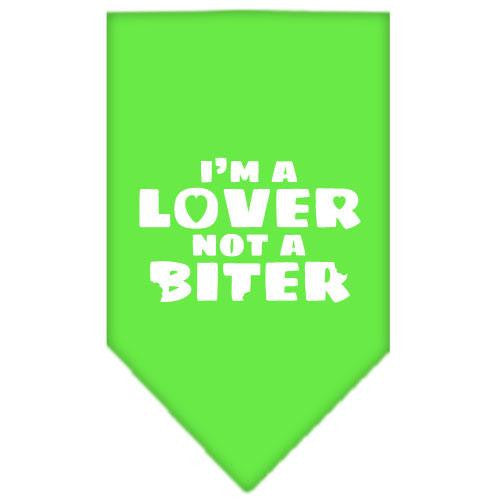 I'm a Lover Not a Biter Screen Print Bandana Lime Green Large