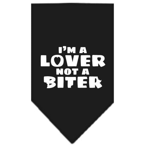 I'm a Lover Not a Biter Screen Print Bandana Black Small