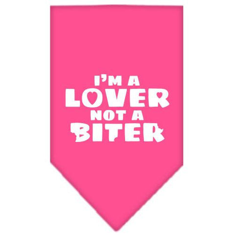 I'm a Lover Not a Biter Screen Print Bandana Bright Pink Small