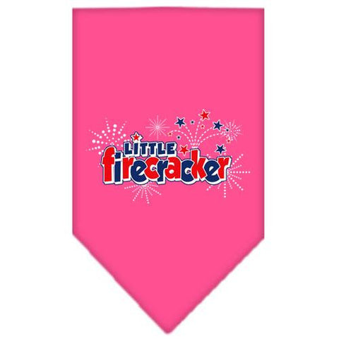 Little Firecracker Screen Print Bandana Bright Pink Large