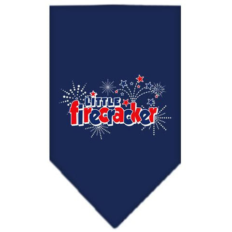 Little Firecracker Screen Print Bandana Navy Blue Small