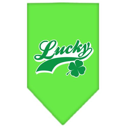 Lucky Swoosh Screen Print Bandana Lime Green Large