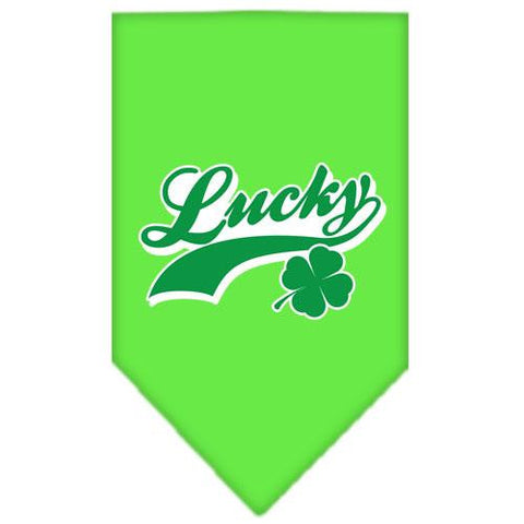 Lucky Swoosh Screen Print Bandana Lime Green Small