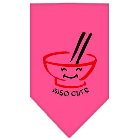 Miso Cute Screen Print Bandana Bright Pink Small