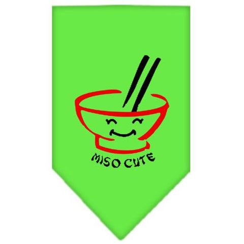 Miso Cute Screen Print Bandana Lime Green Small