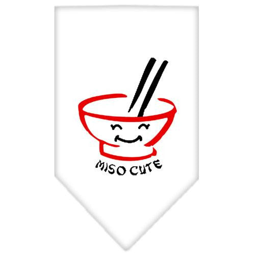 Miso Cute Screen Print Bandana White Small