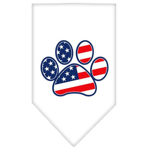 Patriotic Paw Screen Print Bandana White Large