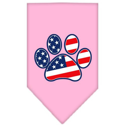 Patriotic Paw Screen Print Bandana Light Pink Small