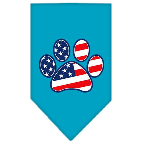 Patriotic Paw Screen Print Bandana Turquoise Small