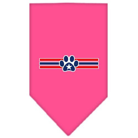 Patriotic Star Paw Screen Print Bandana Bright Pink Large