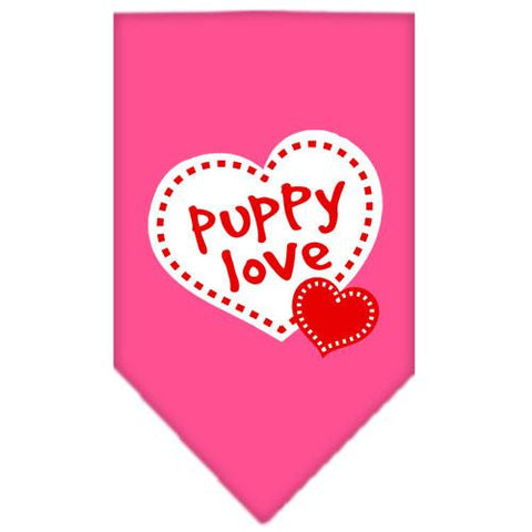 Puppy Love Screen Print Bandana Bright Pink Small