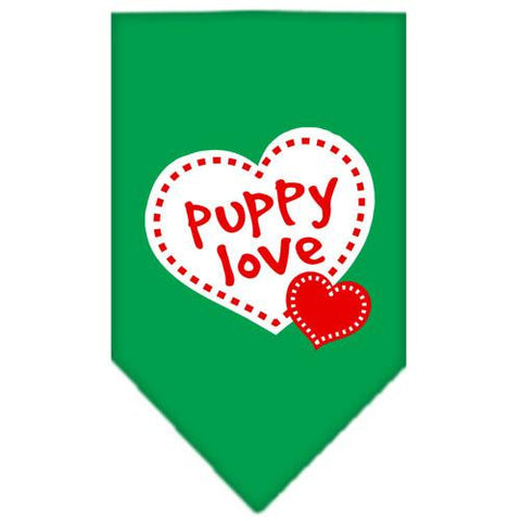 Puppy Love Screen Print Bandana Emerald Green Small