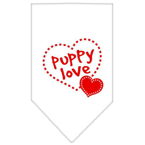 Puppy Love Screen Print Bandana White Small