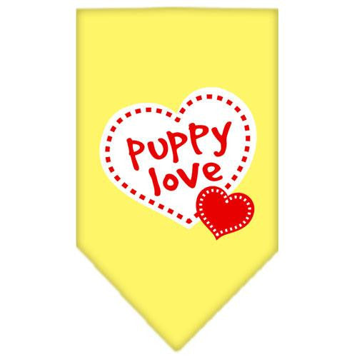 Puppy Love Screen Print Bandana Yellow Small