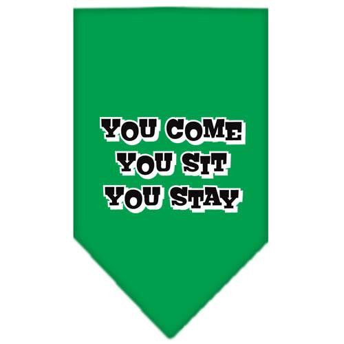 You Come, You Sit, You Stay Screen Print Bandana Emerald Green Large