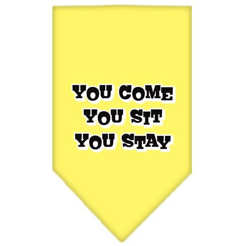 You Come, You Sit, You Stay Screen Print Bandana Yellow Small