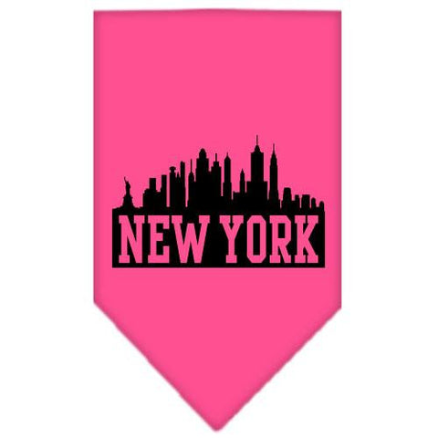 New York Skyline Screen Print Bandana Bright Pink Large