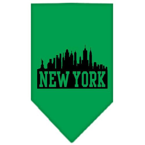 New York Skyline Screen Print Bandana Emerald Green Small