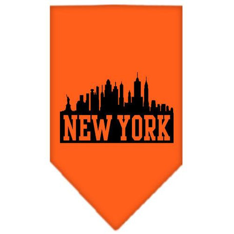 New York Skyline Screen Print Bandana Orange Small