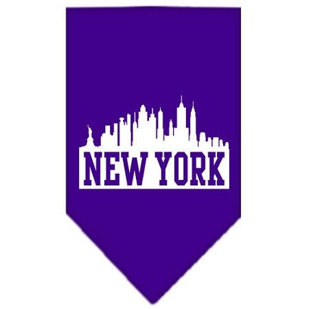 New York Skyline Screen Print Bandana Purple Small