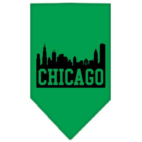 Chicago Skyline Screen Print Bandana Emerald Green Large