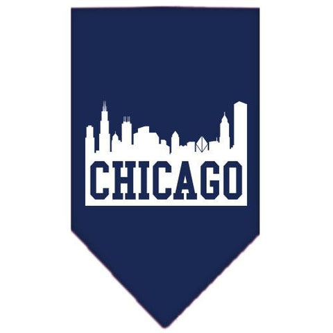 Chicago Skyline Screen Print Bandana Navy Blue large