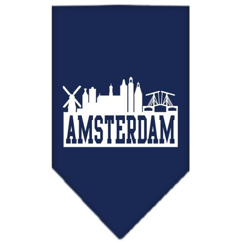 Amsterdam Skyline Screen Print Bandana Navy Blue Small