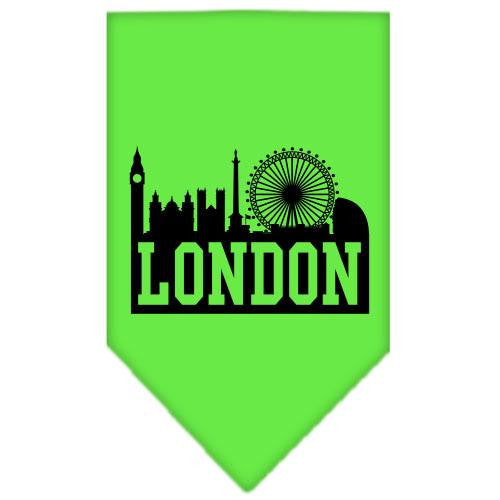 London Skyline Screen Print Bandana Lime Green Large