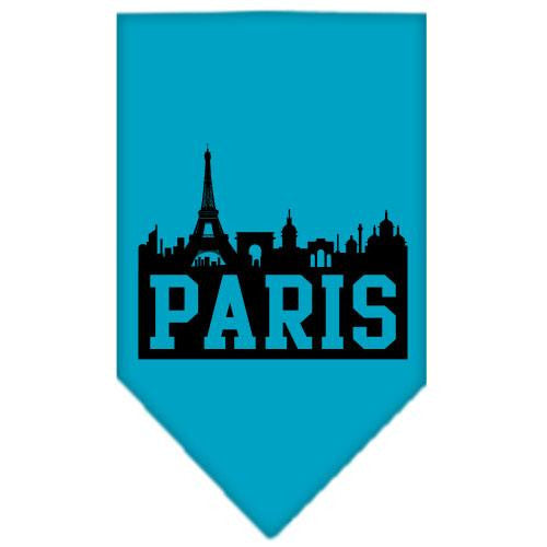 Paris Skyline Screen Print Bandana Turquoise Large