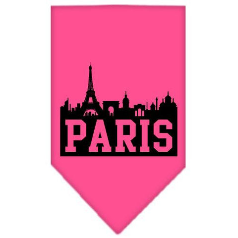 Paris Skyline Screen Print Bandana Bright Pink Small