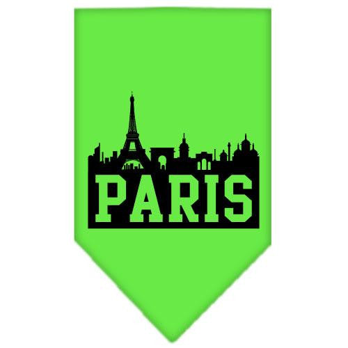 Paris Skyline Screen Print Bandana Lime Green Small